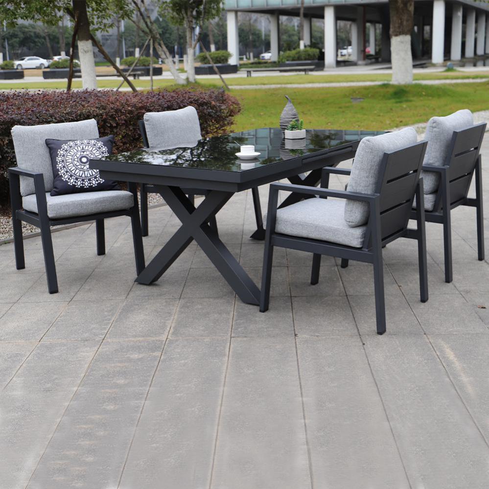 Table De Jardin Extensible Xeres Gris Aluminium Et Verre 10 Personnes