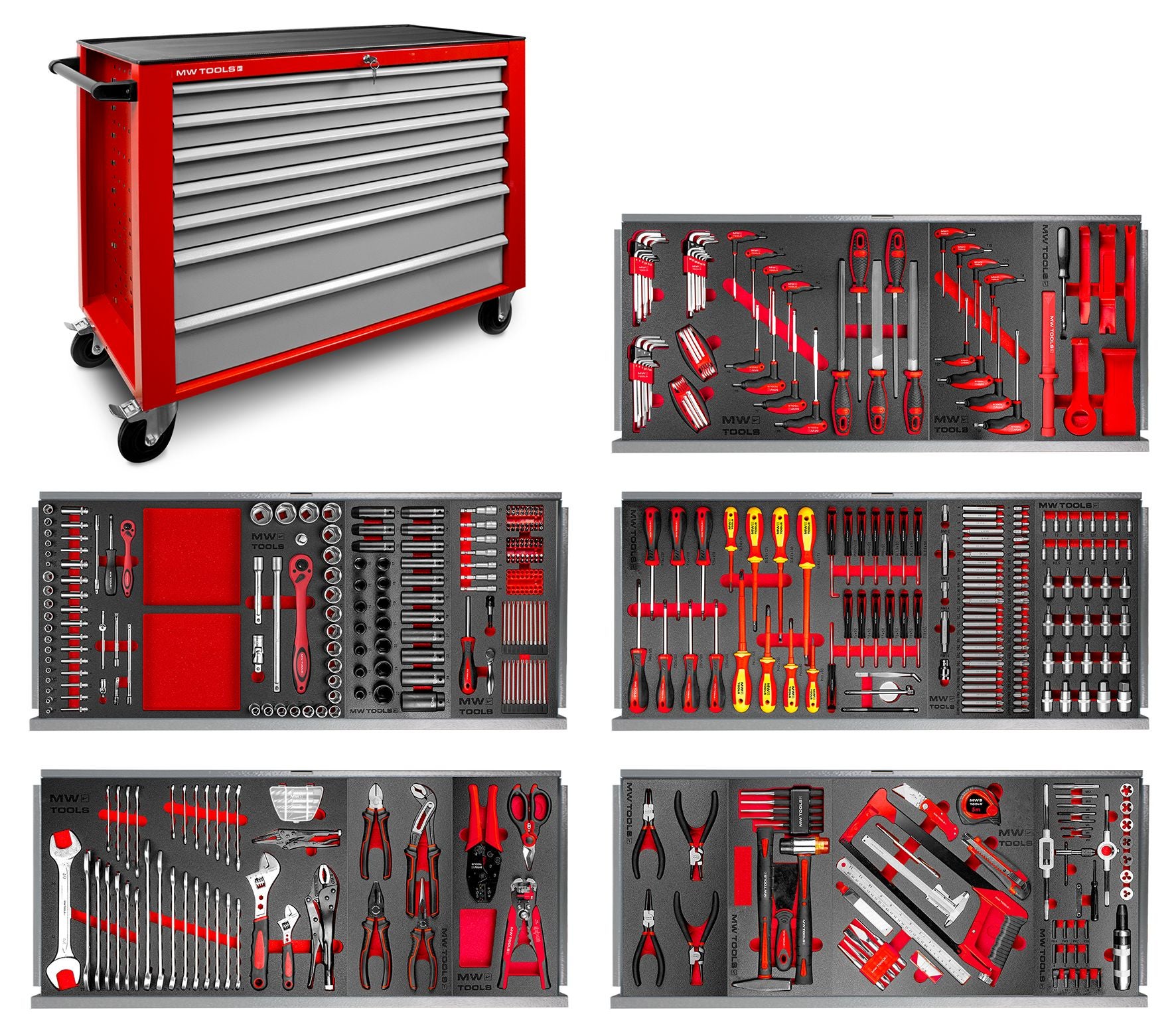 Servante d'atelier complète avec armoire XL 512 outils MW Tools MWE