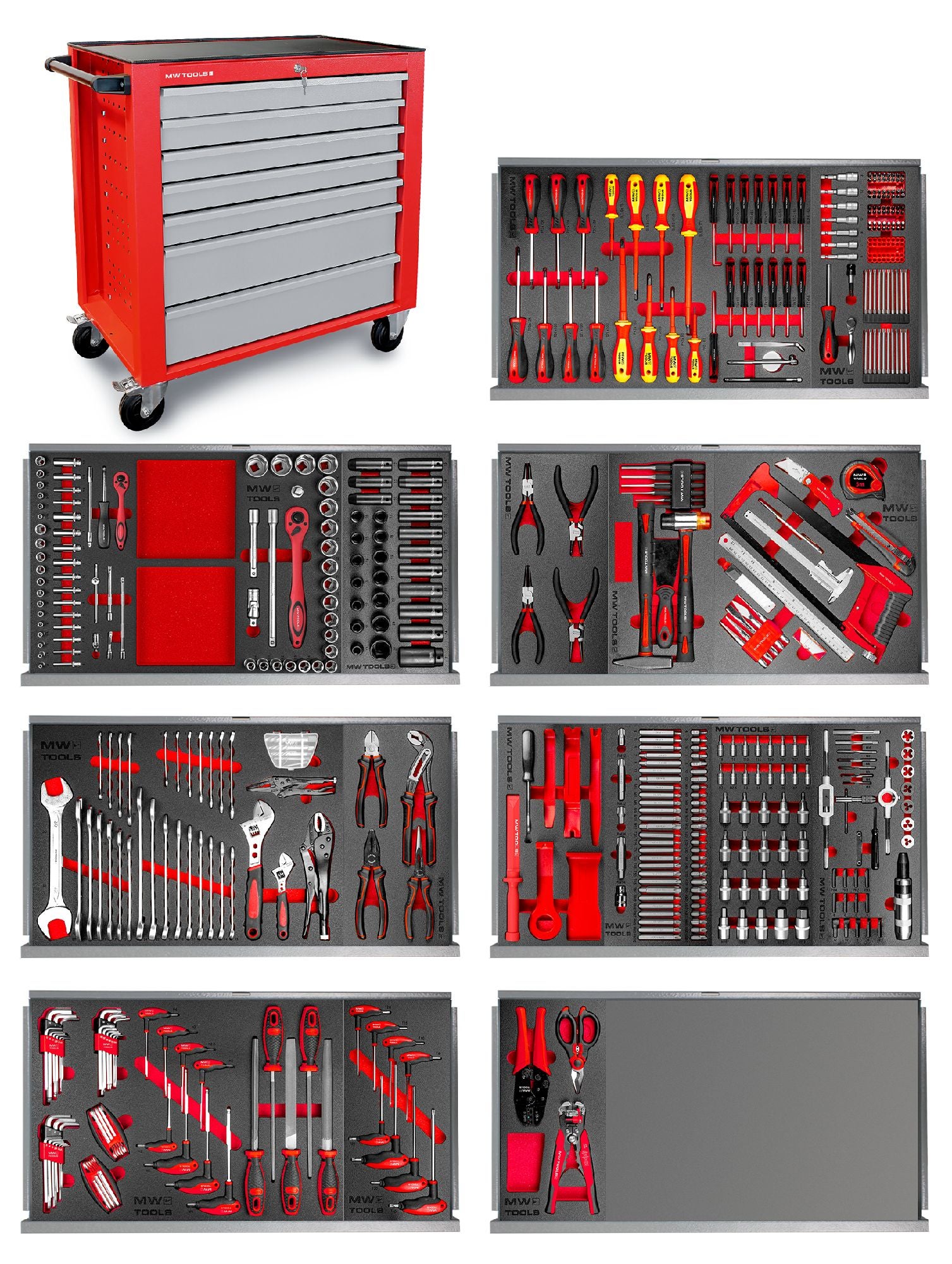 Servante d'atelier complète XL avec coffre top 512 outils MW-Tools
