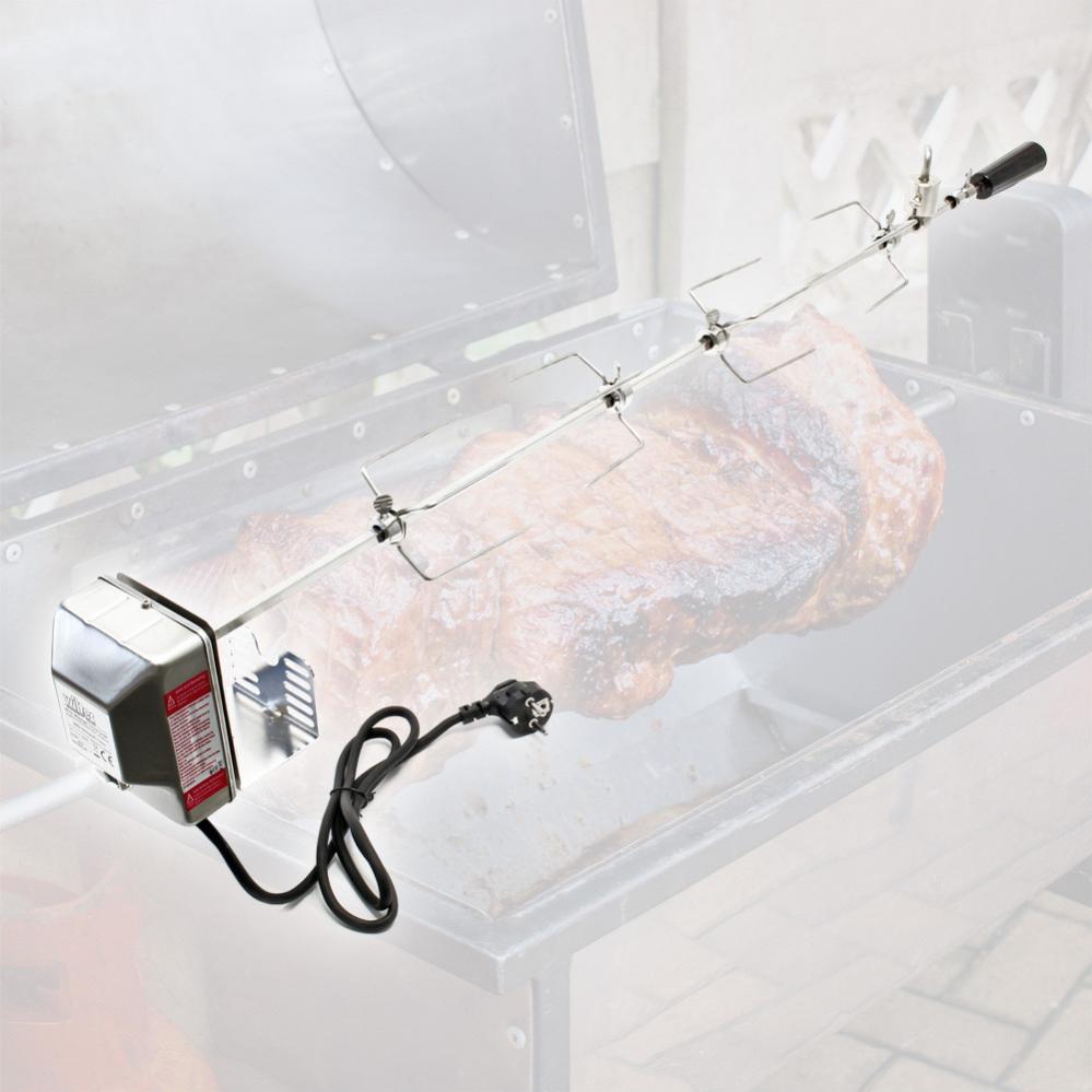 Wiltec Broche BBQ 110cm 230V Acier Fin 4x Fourches à Viande Masselotte - 9