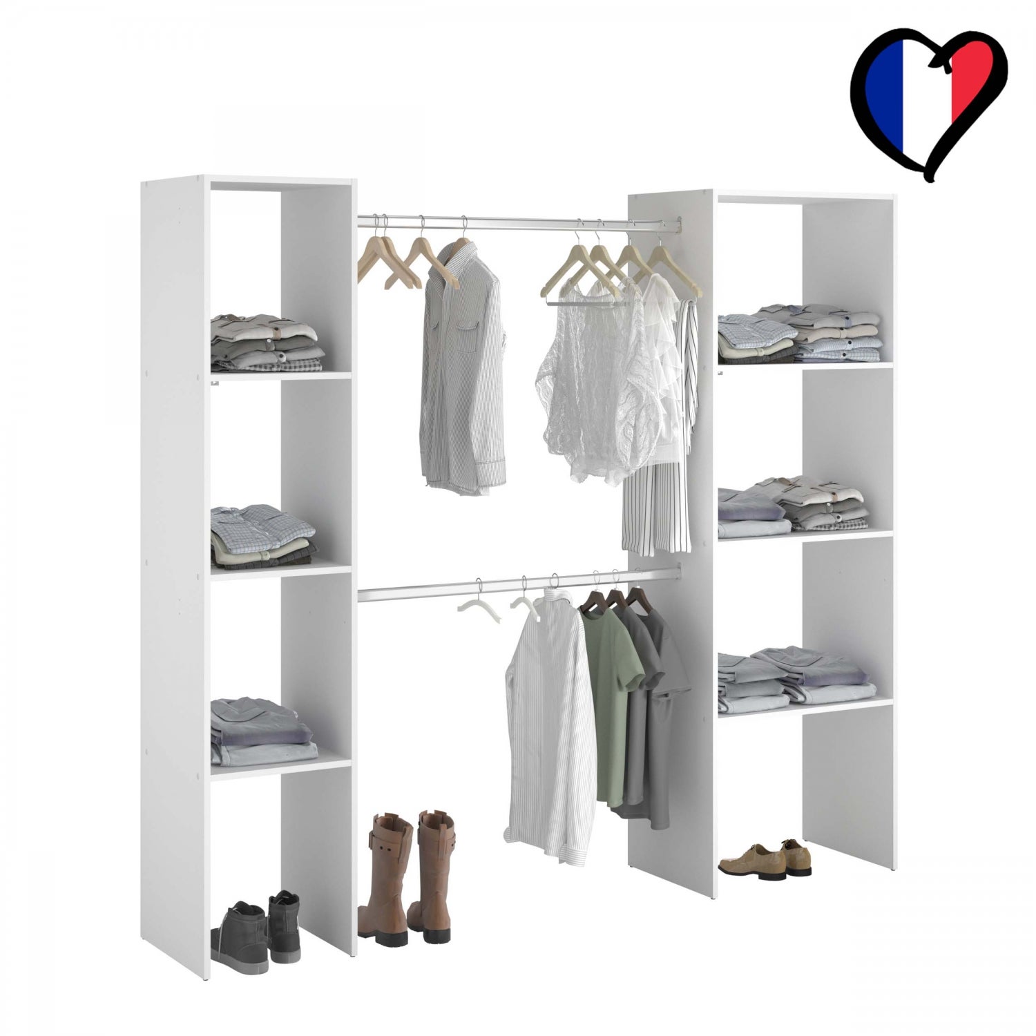 Vestidor 6 estantes + 2 armarios funcionales y de diseño ELYSEE | Merlin