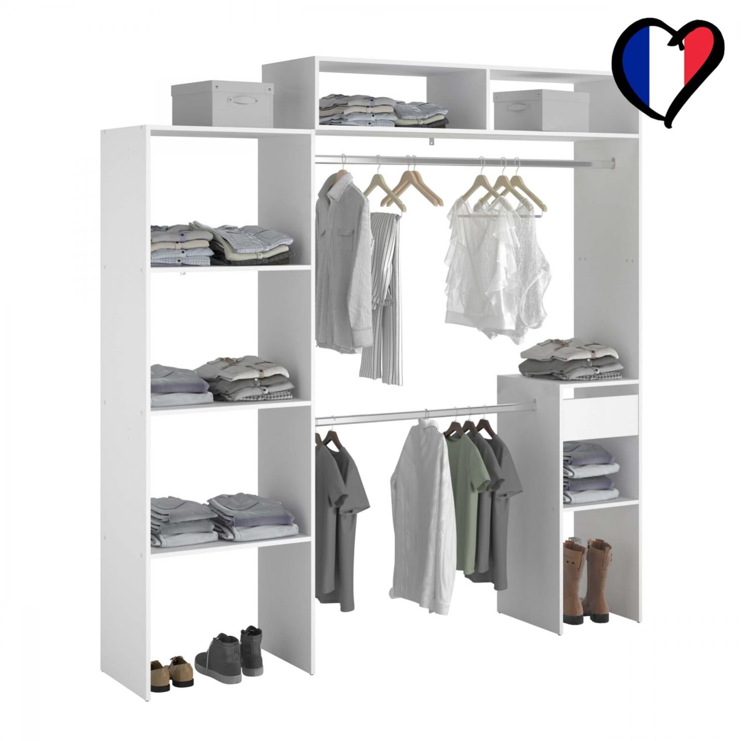 Elysée Dressing Blanc Extensible Avec Penderie, Étagères Et Tiroirs Leroy Merlin