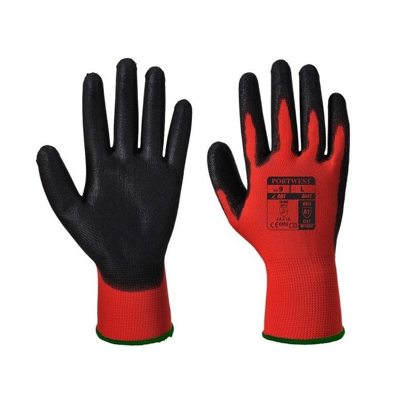 Portwest - Gants Manutention En Enduit PU Lisse Rouge - Rouge / Noir ...