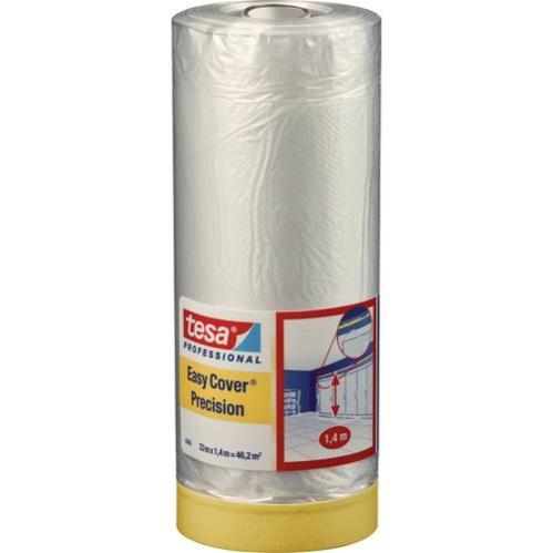 tesa Easy Cover Film ECONOMY 33 m x 140 cm Film de Masquage 2 en 1 pour Peinture et Ruban de Masquage