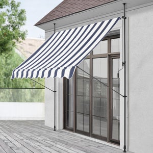 Tidyard Store Banne Manuel de Jardin en Toile Bleu et Blanc Résistant aux  UV 4 x 3 m (Cadre Non Inclus) : : Jardin