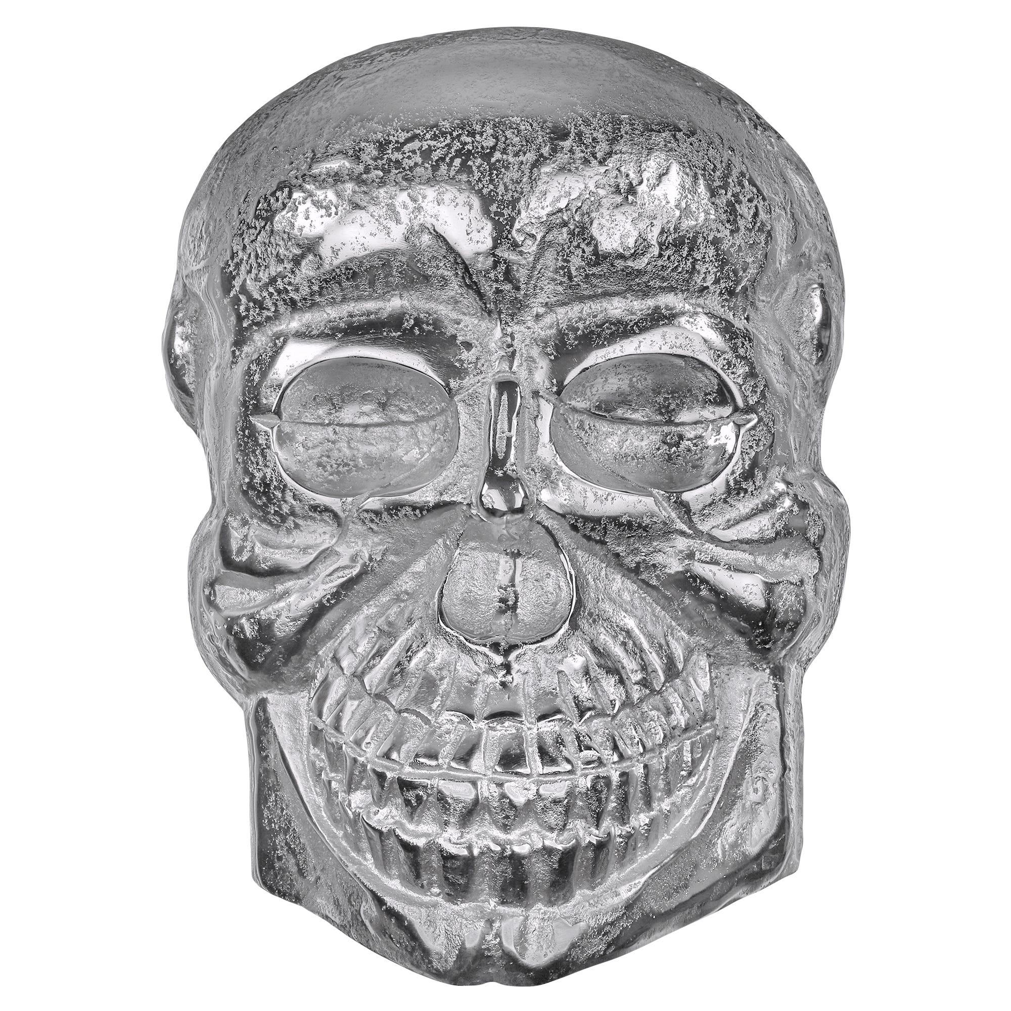 Crâne Tête De Mort Murale Déco Aluminium Finition Nickel 42 X 30