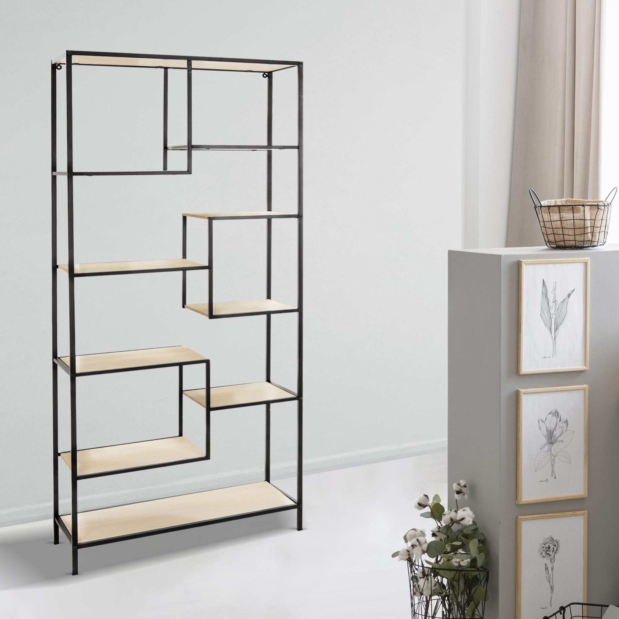 Libreria Con 10 Ripiani In Legno Mdf E Metallo Scaffale Portaoggetti Libreria Con 10 Ripiani In Legno Mdf E Metallo Scaffale Portaoggetti