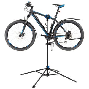 Support De Réparation Vélo Réglable HOMCOM - Charge Max 25 Kg - Pince Caoutchouc 20-55 Mm - Pivot 360° - Montage Mural Ou Atelier - Noir