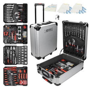 Caisse valise coffre boîte à outils à roulette rangement stockage 3 parties  92 cm helloshop26 02_0003817 - Conforama