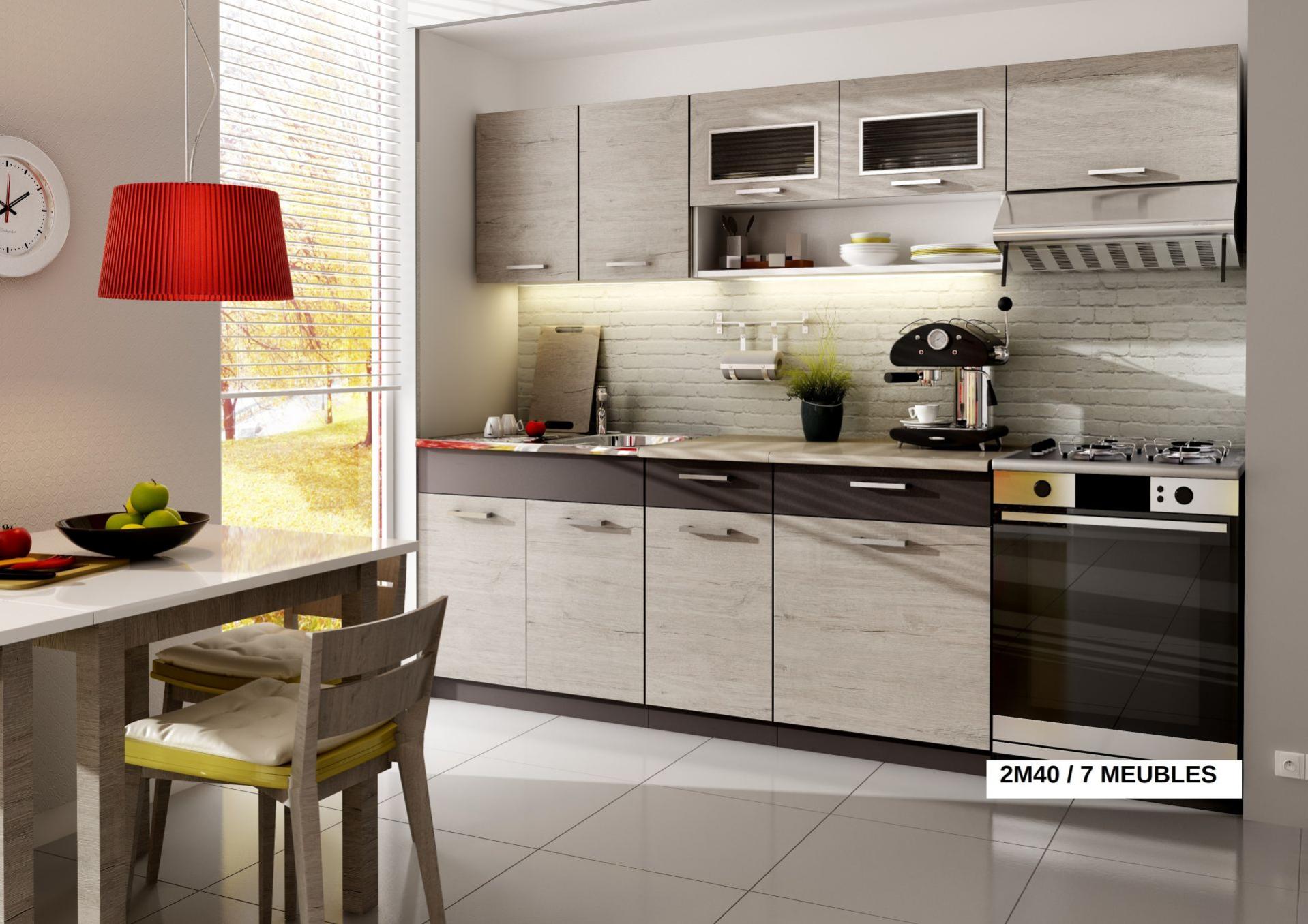 Cuisine Complete Moreno Chene Cendre 2m40 7 Meubles Moinschercuisine Leroy Merlin