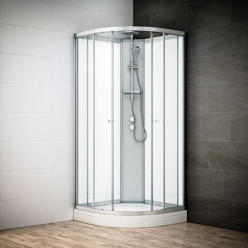 Cabine de douche 1/4 de cercle, L.85 x l.85 cm, verre transparent, Dado
