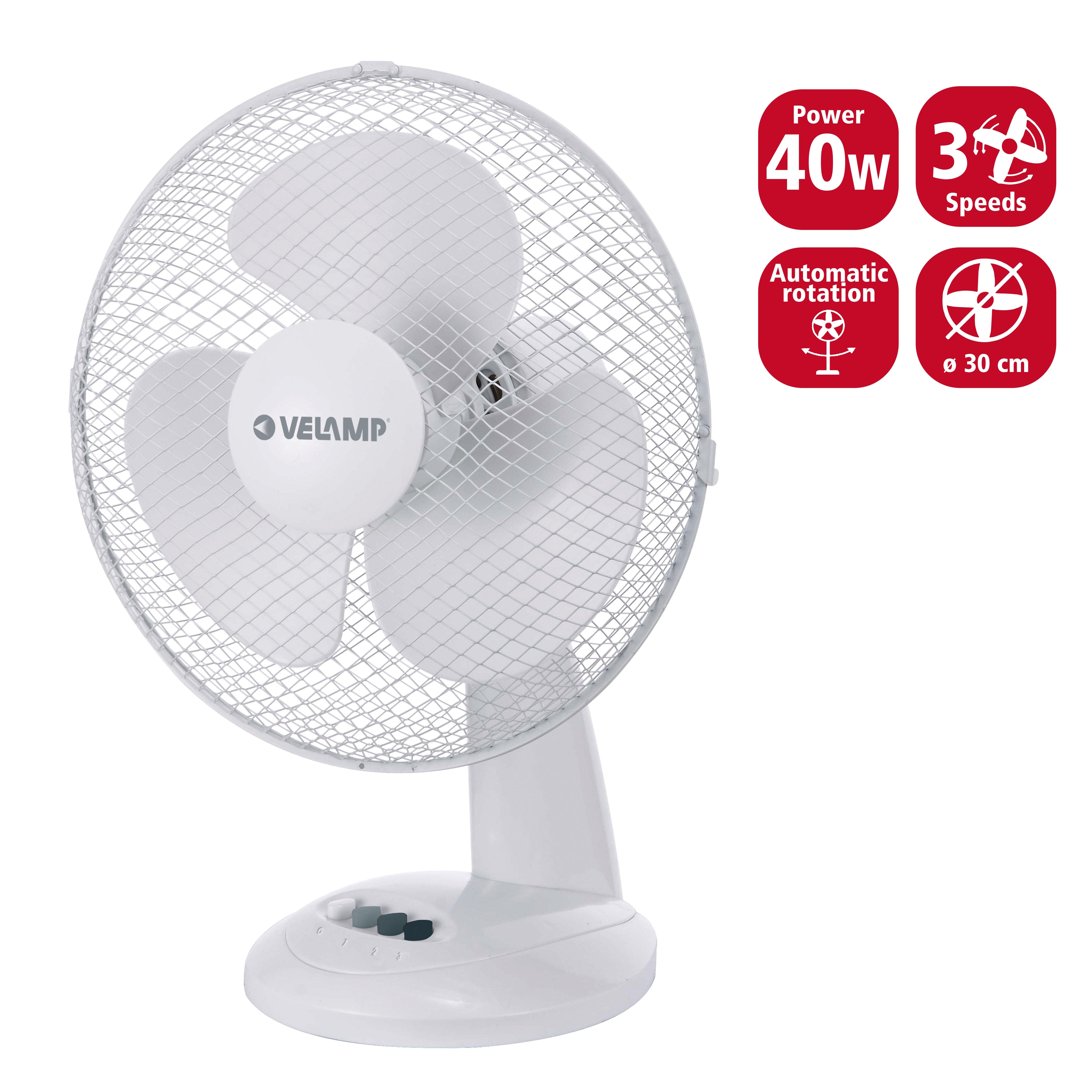 Ventilatore da tavolo 30 cm in plastica alize3 bianco