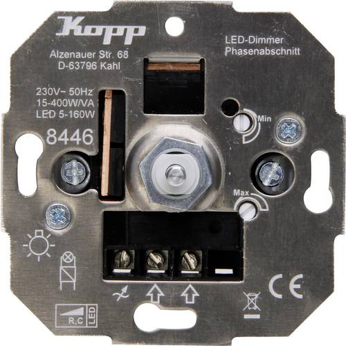 Kopp 844600004 Variateur encastré Adapté pour ampoule: Ampoule électrique, Lampe  halogène, Lampe LED