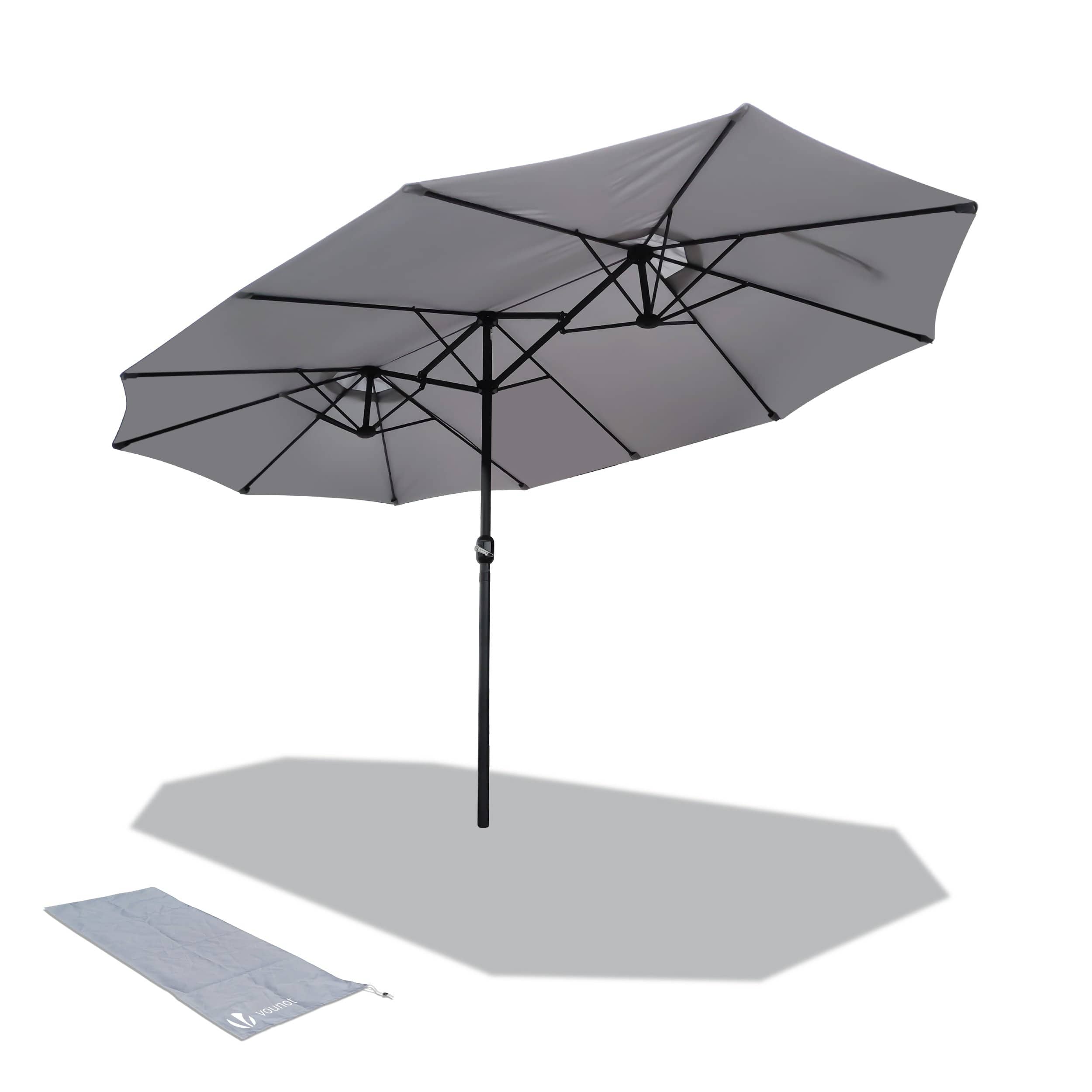 protección Solar UV50+ Parasol para Mercado Gris Topo jardín Sekey Doble Parasol de Aluminio 270 X 460 cm terrazas 