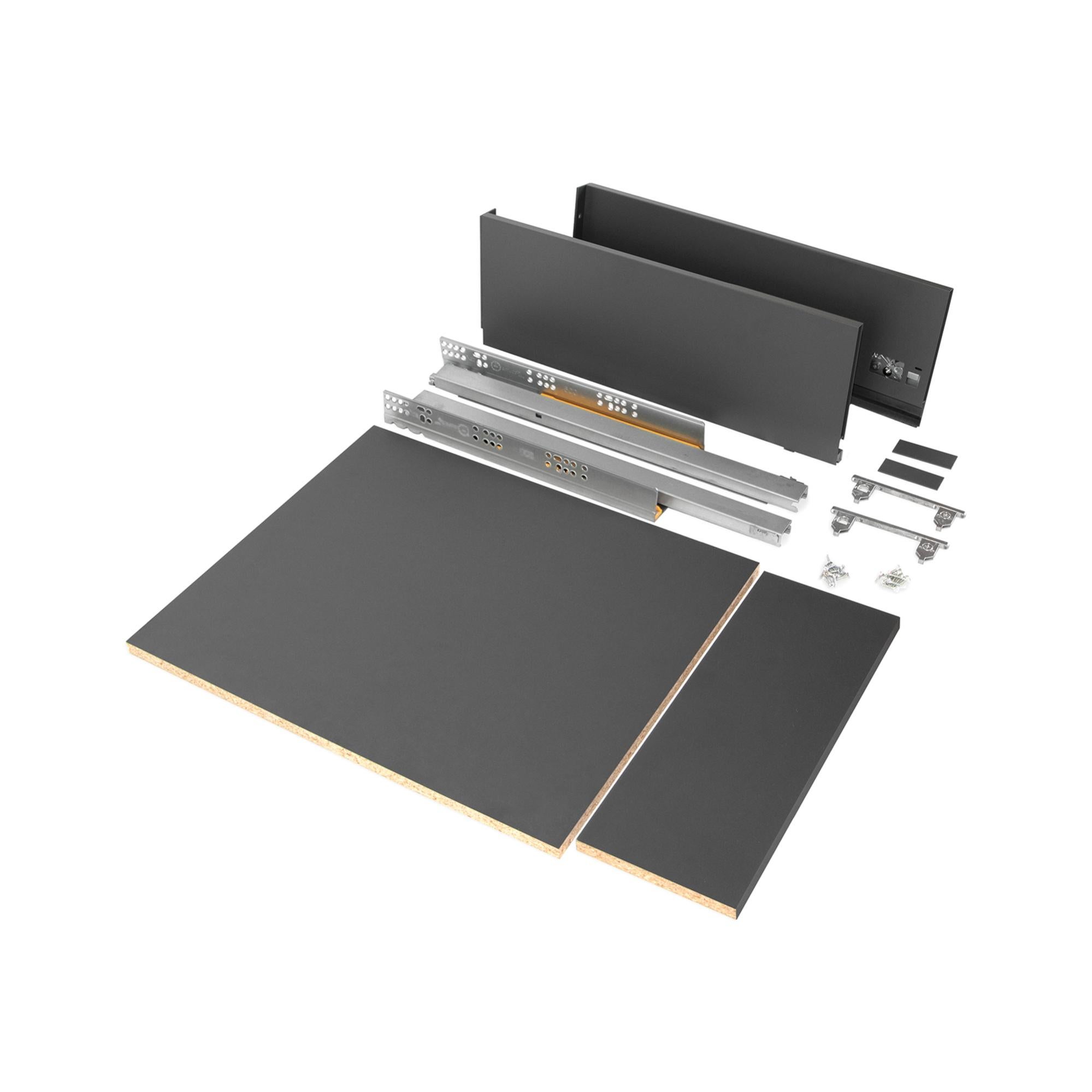 Emuca Cassetto esterno Vertex 131 mm con Push Syncro, 400, Grigio antracite, Acciaio | Leroy Merlin