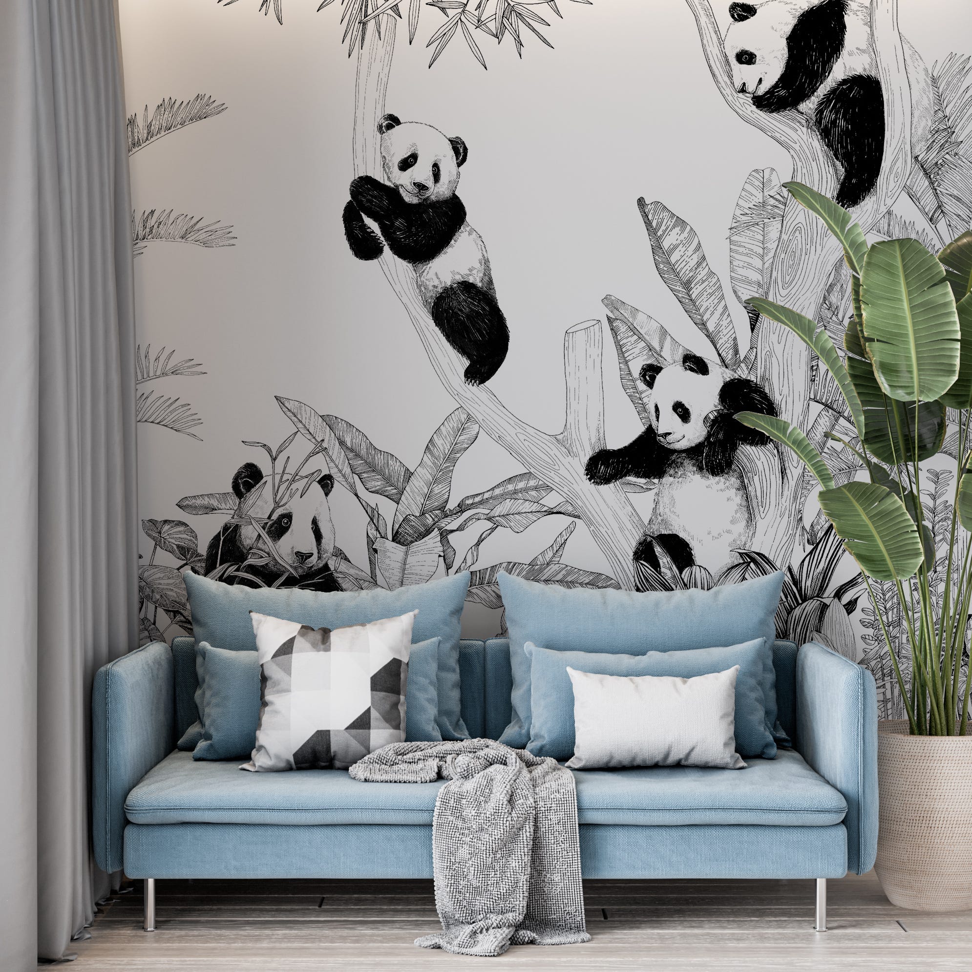 Papier peint chambre enfant  Pandas trop mignons – LePapierPeint