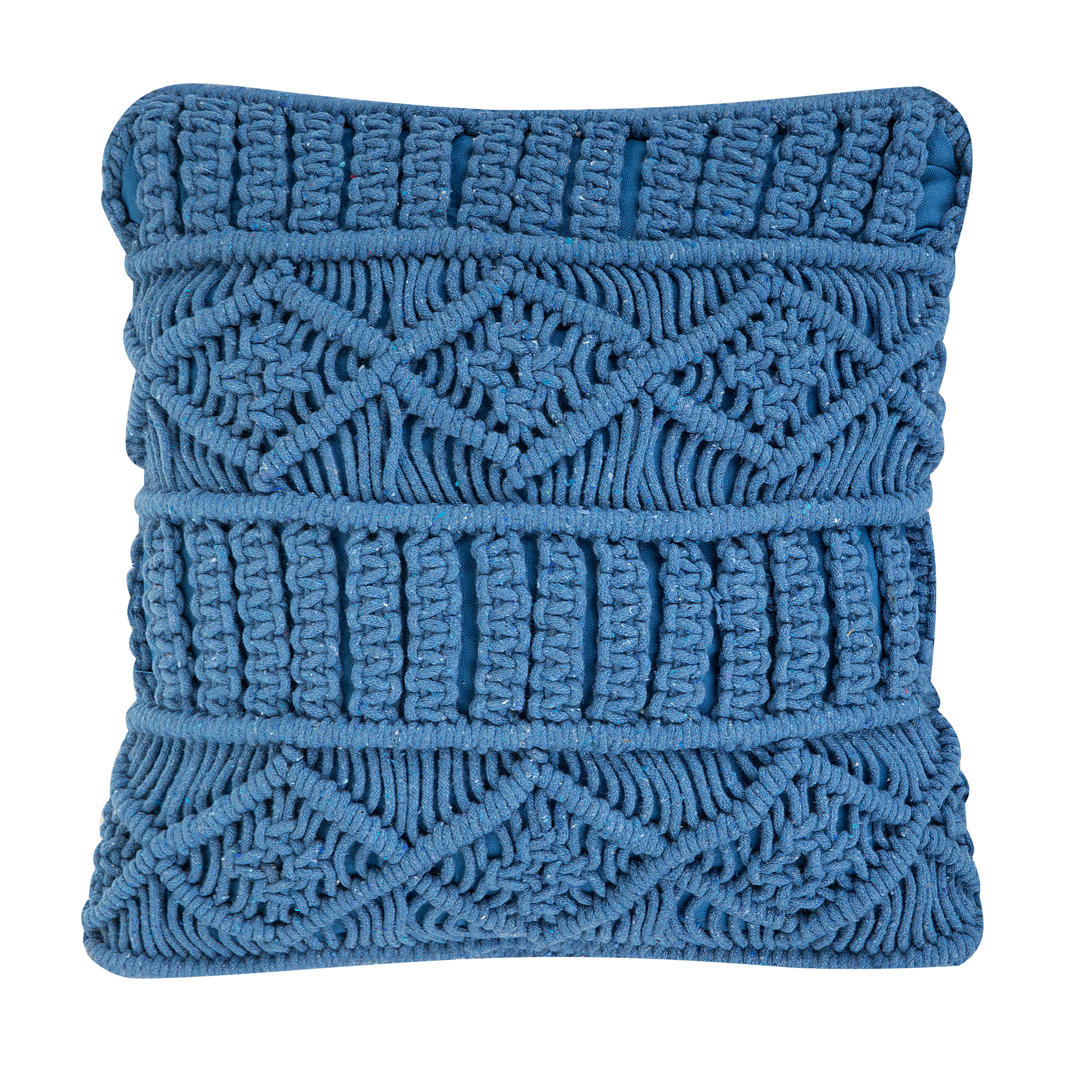 Cuscino cotone blu macramé 45 x 45 cm KARATAS