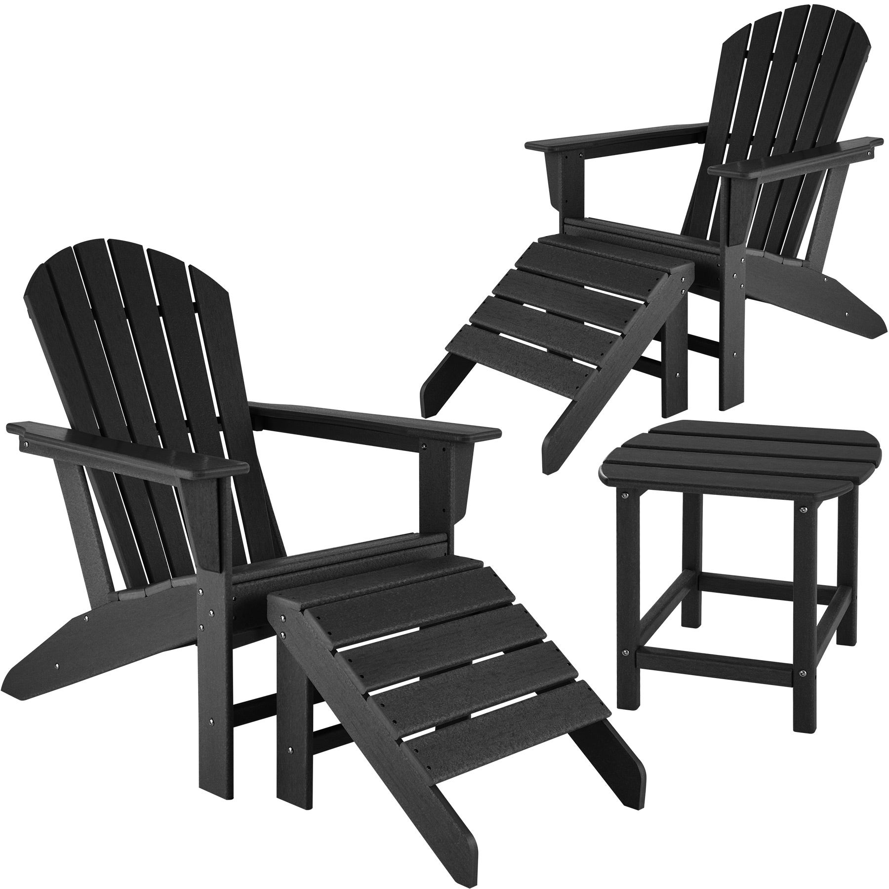 2 Repose-Pieds 1 Table d´Appoint TecTake 2 Chaises de Jardin Design Adirondack 