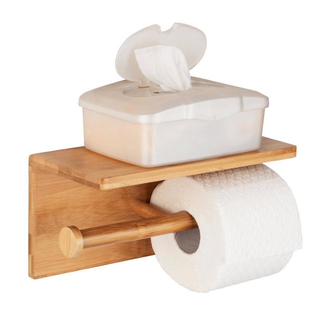 Dérouleur Papier Toilette + Brosse WC en Bambou