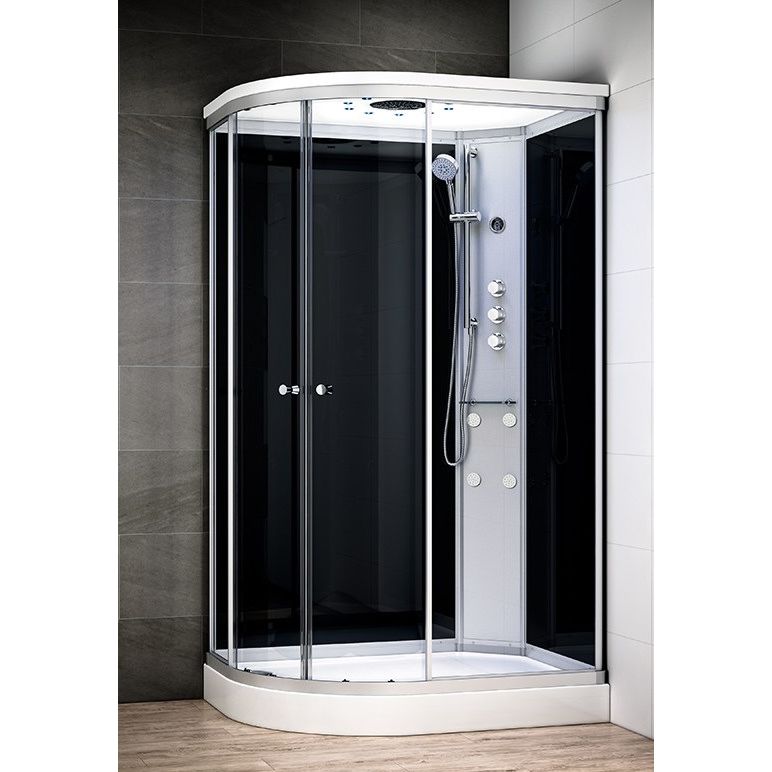 Cabine De Douche Hydromassante Silver Hydro Droite Noir 120x90