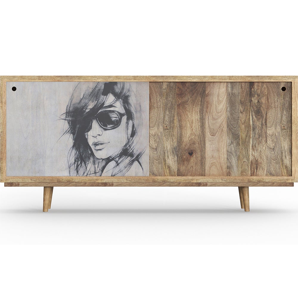 Aparador de madera - diseño vintage - dibujo mujer - mayce