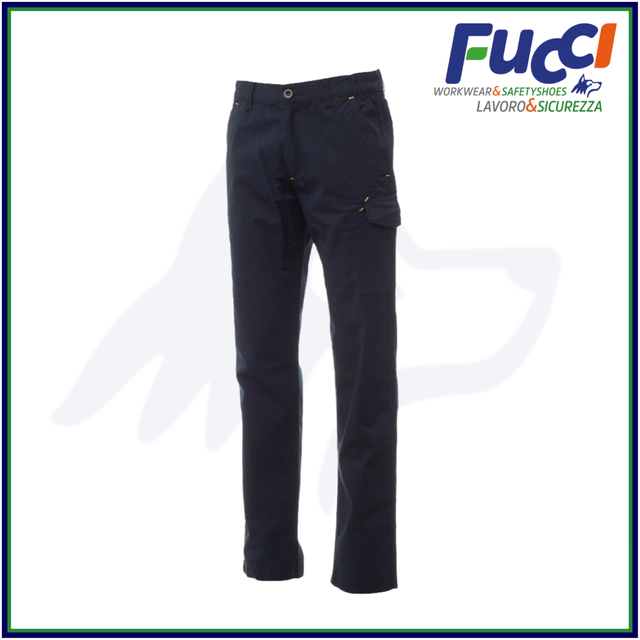 Pantaloni Da Lavoro Uomo ARES 100% Cotone - Blu Royal/Nero, Tasche Multifunzione, Taglia M