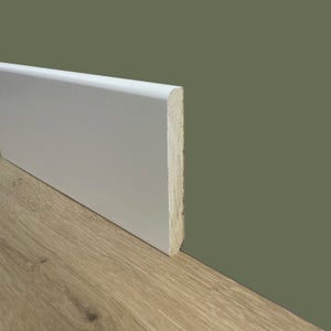 96ML BATTISCOPA legno MASSELLO MODERNO TAGLIO QUADRO 95X14 Laccato Bianco