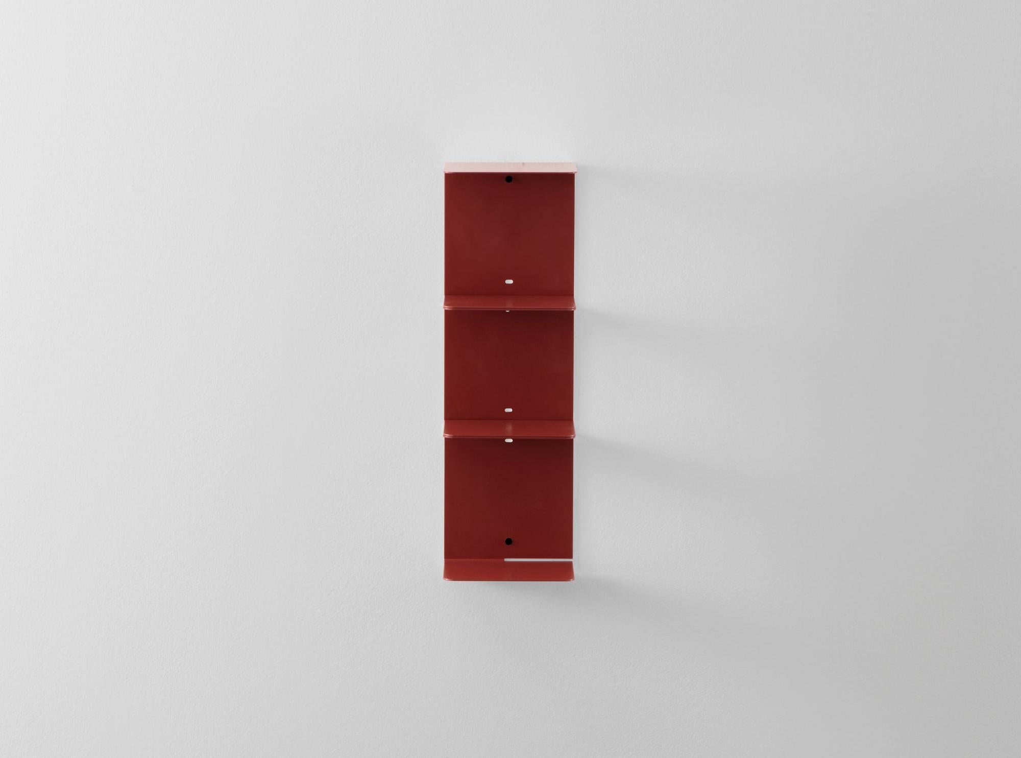 D-Segno Booky 3 – Kit Di 3 Mensole A Scomparsa Per Libri – Design Minimal – Rosso Terracotta – Made In Italy
