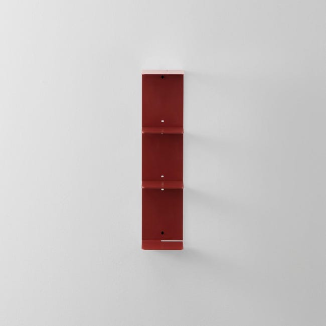 D-Segno Booky 3 – Kit Di 3 Mensole A Scomparsa Per Libri – Design Minimal – Rosso Terracotta – Made In Italy
