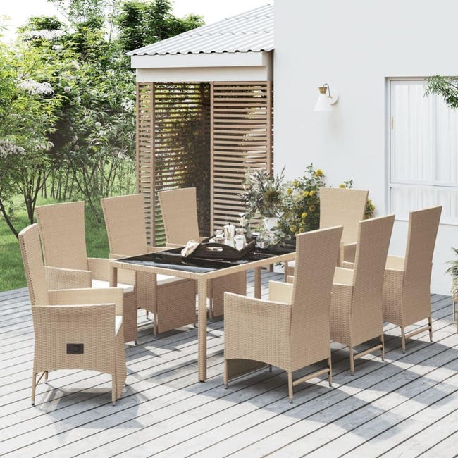 Set Da Pranzo Da Giardino 5 Pz Con Cuscini Polyrattan E Vetro Set Da Pranzo Da Giardino 5 Pz Con Cuscini Polyrattan E Vetro