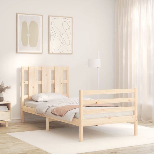 Cadre de lit avec tête de lit 90x200 cm bois massif vidaXL