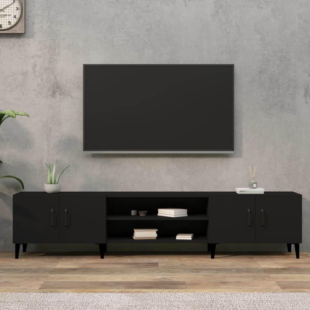Meuble TV avec lumières LED Noir 180x35x40 cm vidaXL