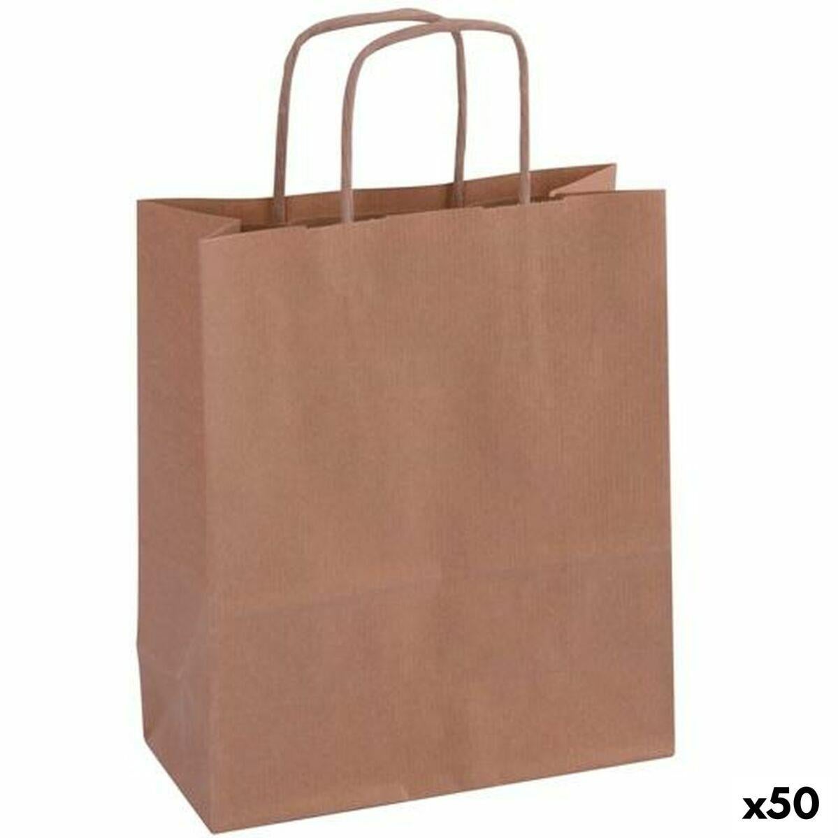 Sacs Apli Kraft Papier 18 x 8 x 21 cm Marron Avec des poignées 50