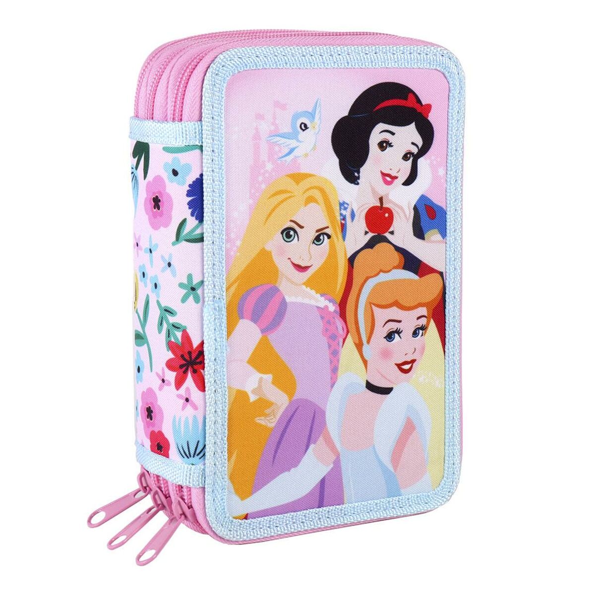 Pochette à Crayons Triple Princesses Disney 43 Pièces Rose (12 X 19,5 X 