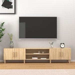 Mueble tv suspendido 2 abatibles y 2 estantes - l180 cm marrón Kaway