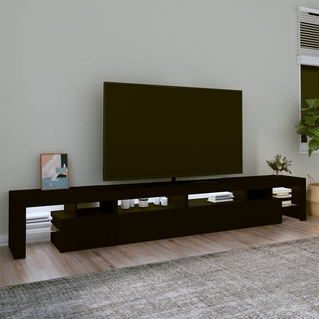 vidaXL Meuble TV avec lumières LED Blanc 200x36,5x40 cm
