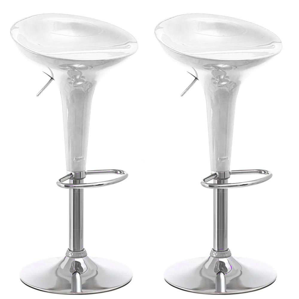 Set 2 Sgabelli Cucina Regolabile Acciaio e ABS Sgabello Girevole Bianco  Casa Bar