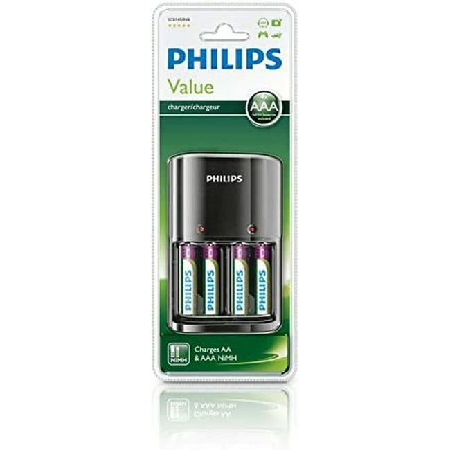 Chargeur + Piles Rechargeables Philips SCB1450NB/12