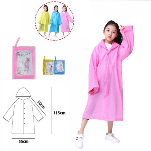 Trade Shop - Mantella Impermeabile Con Cappuccio Anti Pioggia Bambini  Poncho Vari Colori Moda