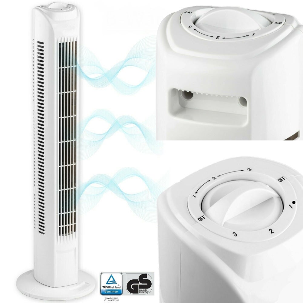 Ventilatore a Torre Colonna Oscillante 45W Alto 78 cm 3 Velocita