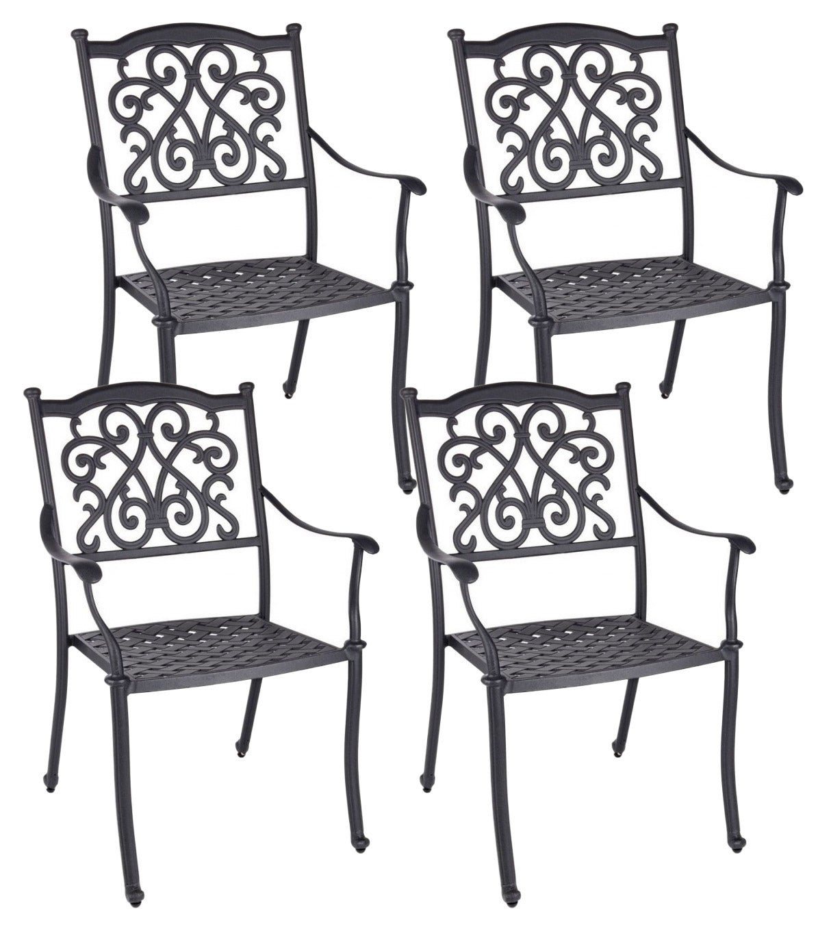 Set 4 Sedie da Giardino 65x60x92h cm con Braccioli Ivrea Antracite