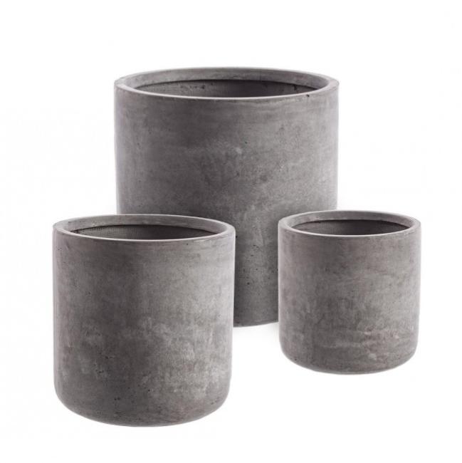 Vaso Cilindro Terrae 20 Cm, Grigio Fumo, Resistente Ai Raggi UV, Per Esterno E Interno