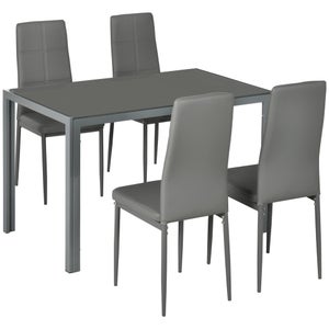 Set Mobili, Tavolo da pranzo, 170, Rovere e nero, Stile industriale, Tavolo,  Pack di 4 sedie da pranzo, Sedia imbottita