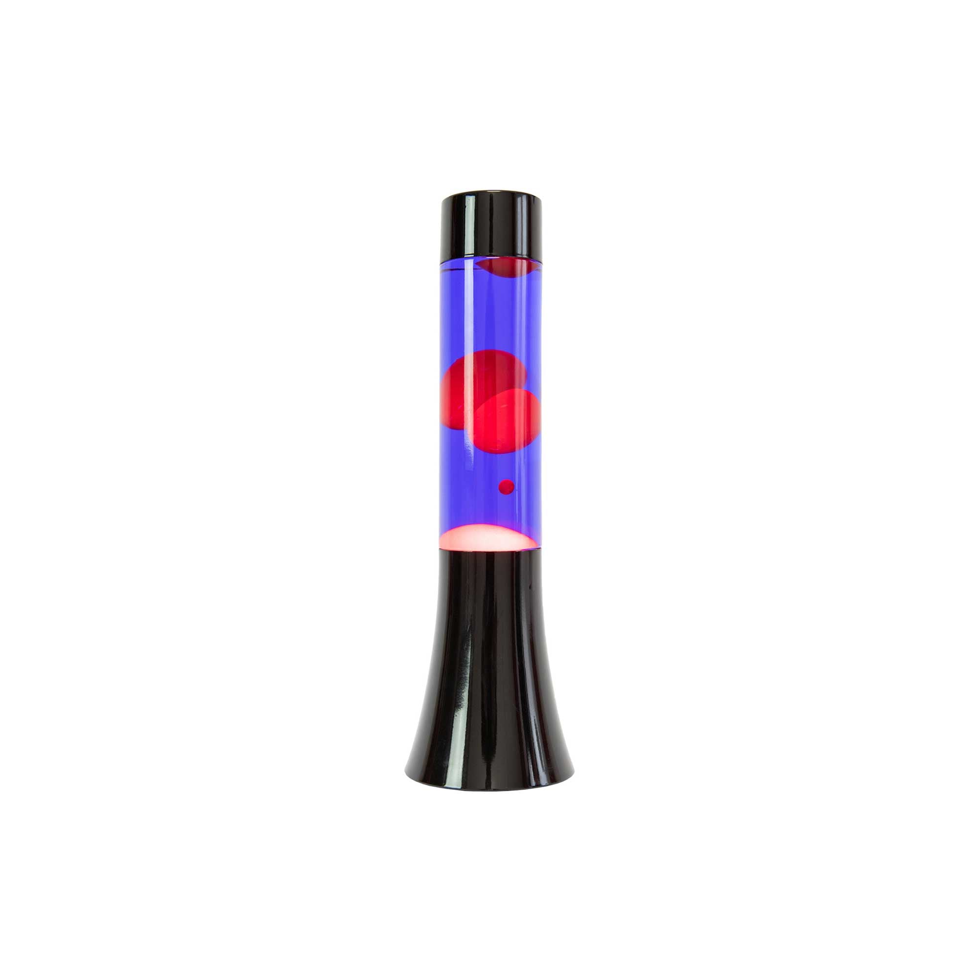 Fisura Lampe à lave bleue. Lampe à lave de 30 cm avec base noire, liquide bleu et lave rouge