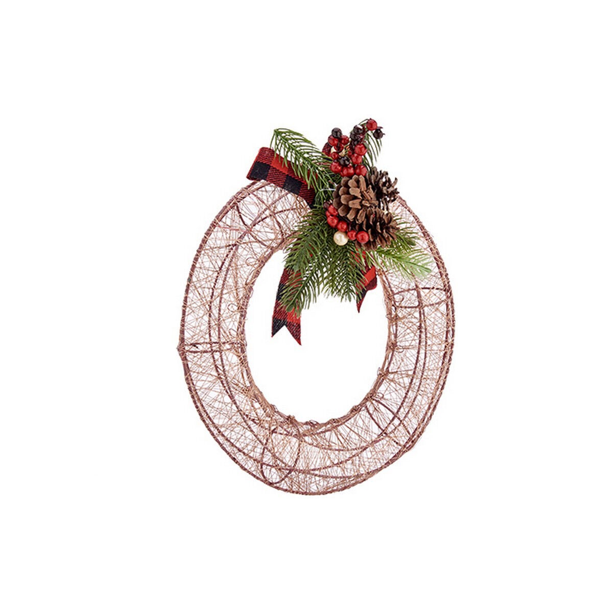 Corona de navidad metal champagne (29 x 12 x 30 cm)