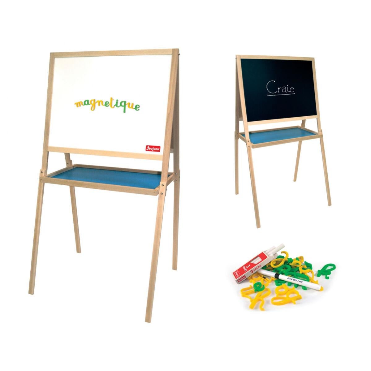 Lavagna Doppia Faccia 3 In 1 Per Bambini - Con Cavalletto, Pennarelli, Gessi E Magnet, Verticale/Orizzontale, 115x42x39 Cm