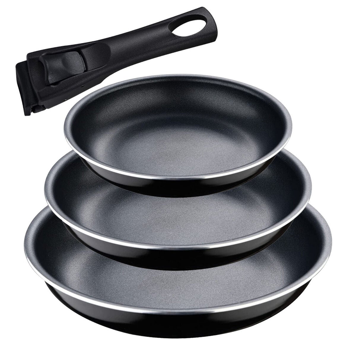 Set di padelle Bergner Click & Cook Nero Alluminio (3 Pezzi)