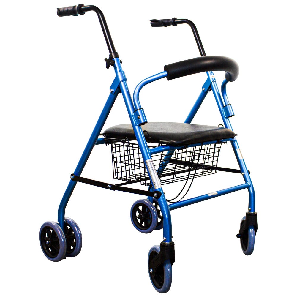 Clinicalfy Deambulatore per anziani Paterna Alluminio leggero e pieghevole  freni a pressione con sedile cestino per anziani blu