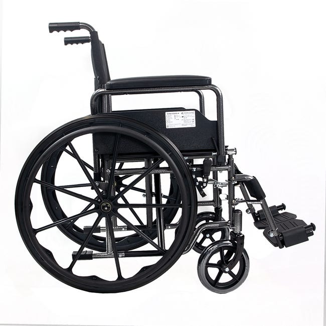 Mobiclinic Sedia a rotelle pieghevole S220 ruote a sgancio rapido premendo  un pulsante Premium sedile 40 cm nero