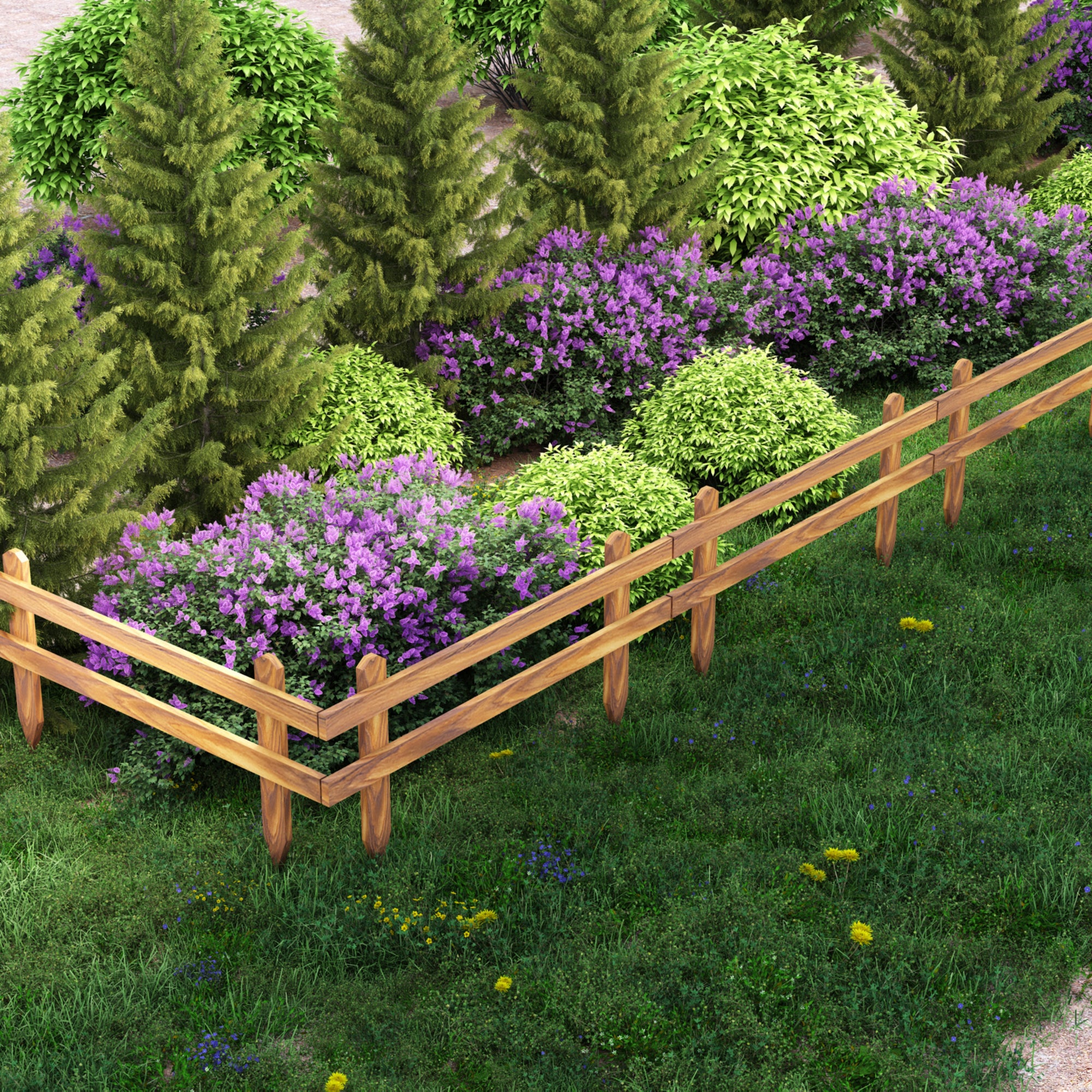 LIZI vallas de 2 piezas de pino blanco antiséptico L102 cm valla de plantas  flexible apto para interior y exterior/césped/jardín/tienda borde